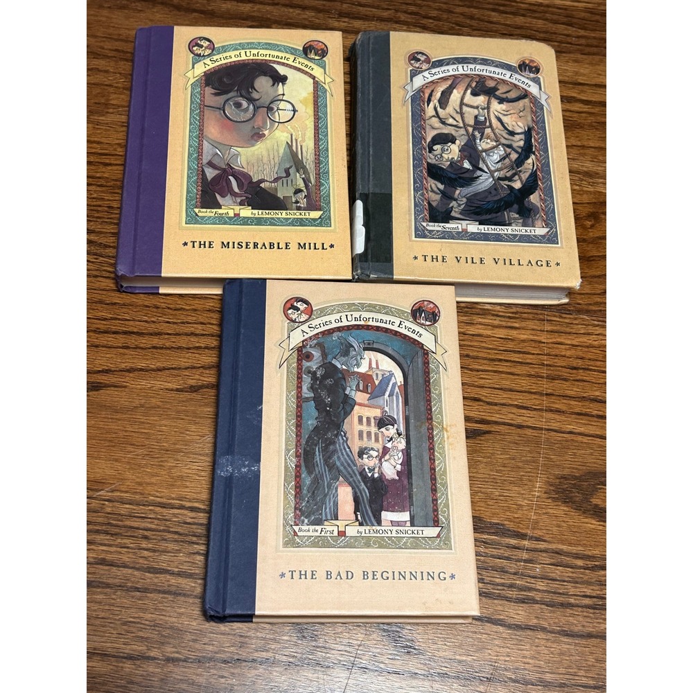 Lemony Snicket A Series of Unfortunate‎ Events Hardcover Lot Books 1 4 7 Snicket
